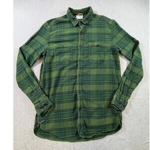 Koto Men's Medium Green Plaid Long Sleeve Button Front Lightweight Casual Shirt